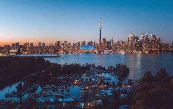 Evening city skyline of Toronto, Ontario, Canada.