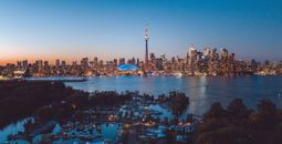 Evening city skyline of Toronto, Ontario, Canada.
