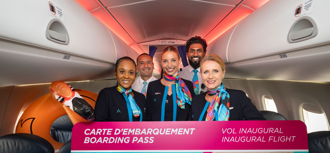 Image: BermudAir crew onboard the inaugural Bermuda-Montreal service (Photo Credit: BermudAir)