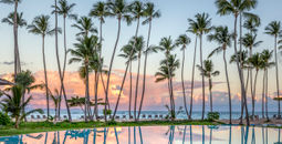 Caribbean Sea views over the main pool at Club Med Michés Playa Esmeralda, Dominican Republic.