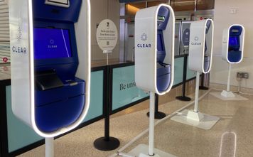 CLEAR kiosks at San Jose International Airport, California.