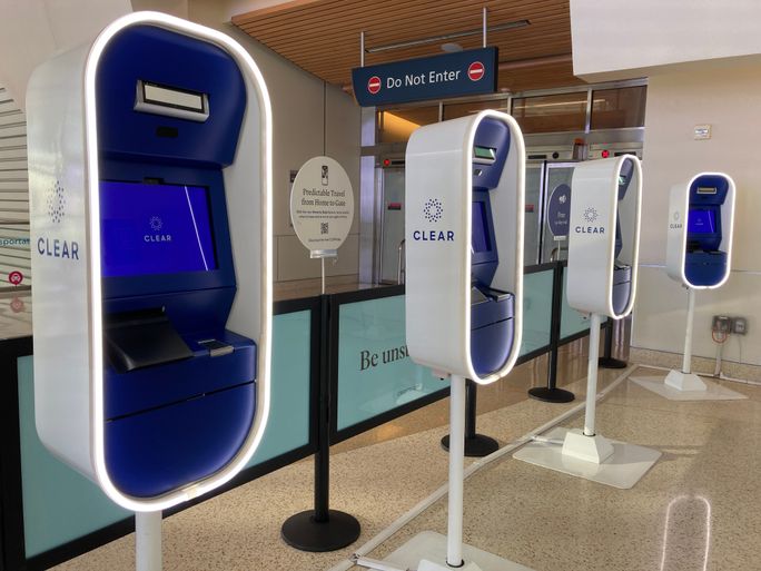 CLEAR kiosks at San Jose International Airport, California. 