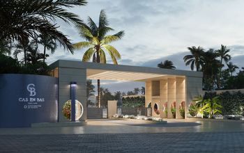 Cas en Bas Beach Resort gatehouse.