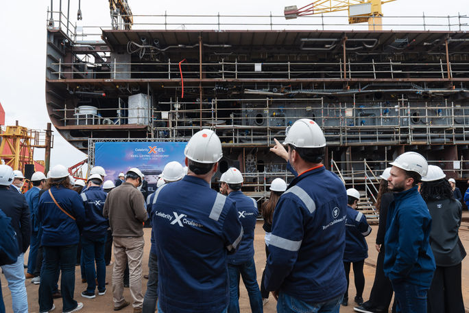 Celebrity Cruises celebrated the keel-laying ceremony for Celebrity Xcel at the Chantiers de lAtlantique shipyard in Saint-Nazaire, France Celebrity Cruises celebrated the keel-laying ceremony for Celebrity Xcel at the Chantiers de lAtlantique shipyard in Saint-Nazaire, France