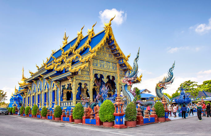 Main Blue Chapel of Wat Rong Suea Ten Temple, Chiangrai, Thailand. Main Blue Chapel of Wat Rong Suea Ten Temple, Chiangrai, Thailand.