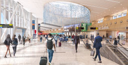 Rendering of the future JFK Terminal 6 check-in hall.