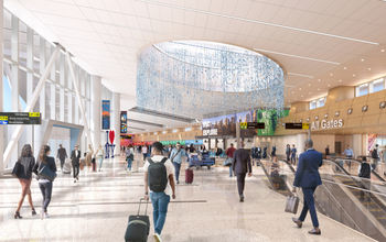 Rendering of the future JFK Terminal 6 check-in hall.
