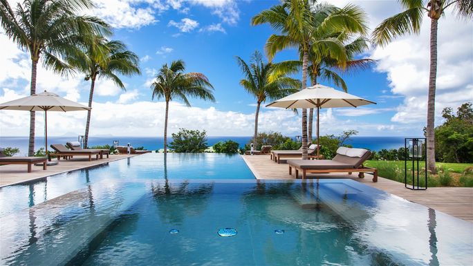 Pool terrace at Villa Blanc Bleau St. Barts Pool terrace at Villa Blanc Bleau St. Barts