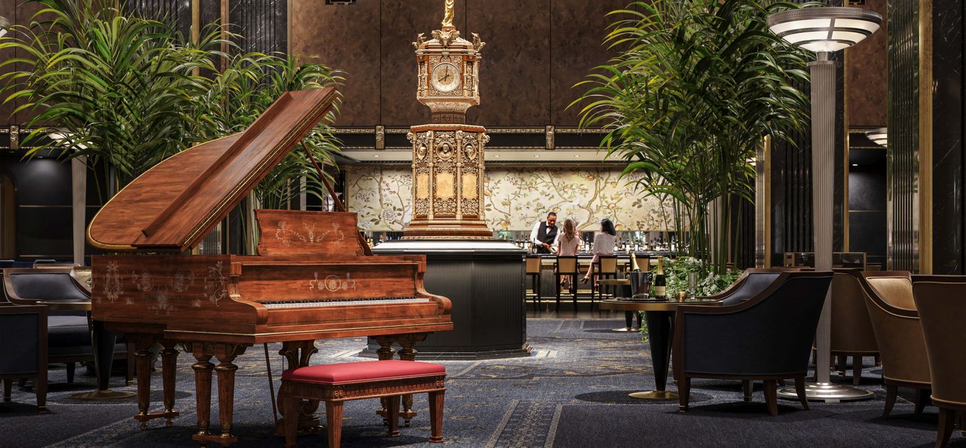 Image: Hilton will reopen the Waldorf Astoria New York—home to the iconic lobby clock and Peacock Alley Bar—this spring. (Photo Credit: ? 2025 Hilton)
