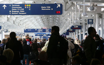 Busy airport terminal.