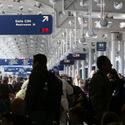 Busy airport terminal.