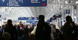 Busy airport terminal.