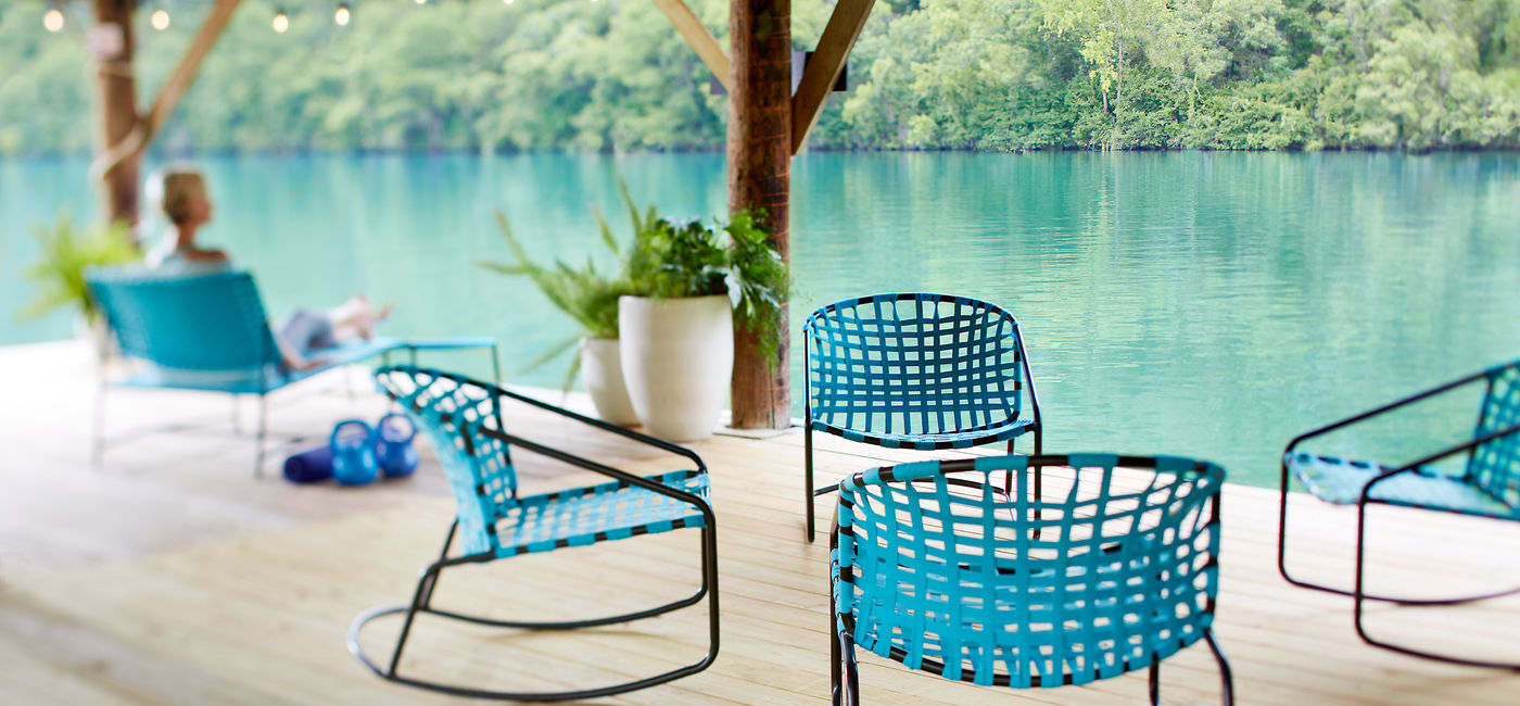 Image: The floating dock at Lake Austin Spa Resort, a WITT-certified wellness resort. (Photo Credit: Wellness in Travel & Tourism)