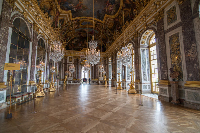 Hall of Mirrors at the Palace of Versailles in France Palace of Versailles, France, Hall of Mirrors, World War Destinations
