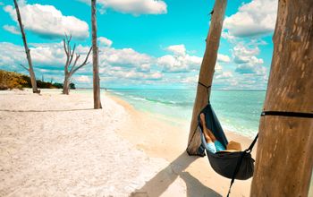 Relaxing in a hammock