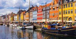 The historic waterfront district of Nyhavn in Copenhagen, Denmark.