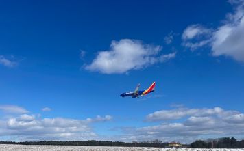 Southwest Airlines plane landing at Baltimore/Washington International Airport
