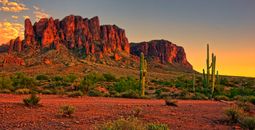 Desert sunset with mountain near Phoenix, Arizona