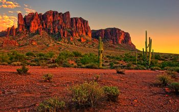 Desert sunset with mountain near Phoenix, Arizona