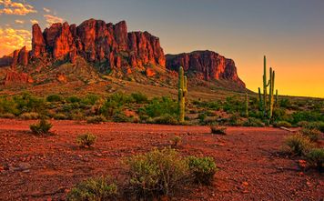 Desert sunset with mountain near Phoenix, Arizona