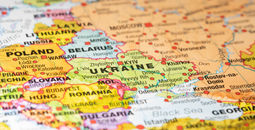 Map showing Ukraine and surrounding Eastern European countries
