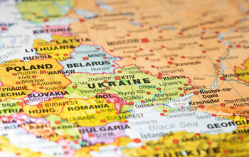 Map showing Ukraine and surrounding Eastern European countries
