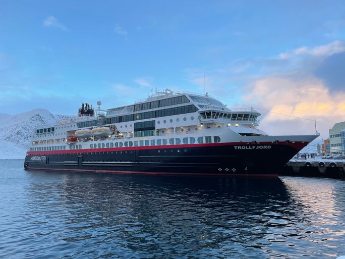 The MS Trollfjord in Honningsvåg The MS Trollfjord in Honningsvåg