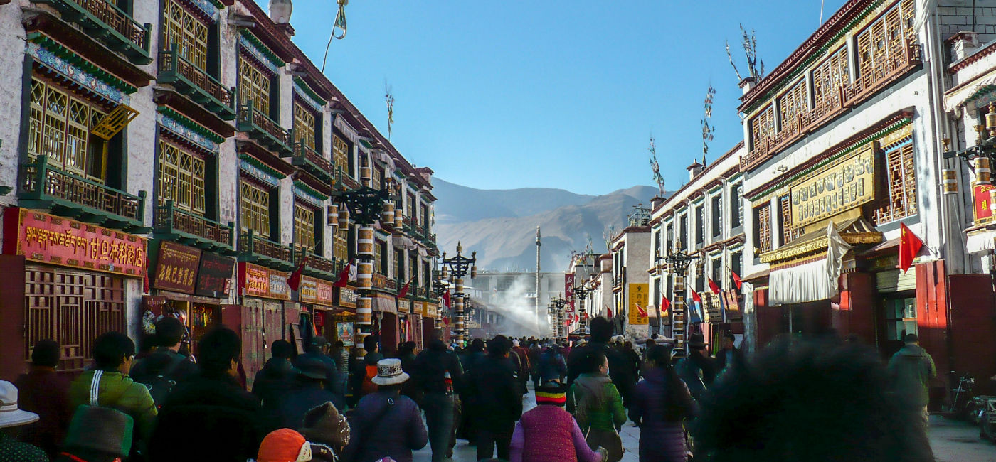 Image: A street in Lhasa, Tibet's capital. (Photo Credit: G Adventures)