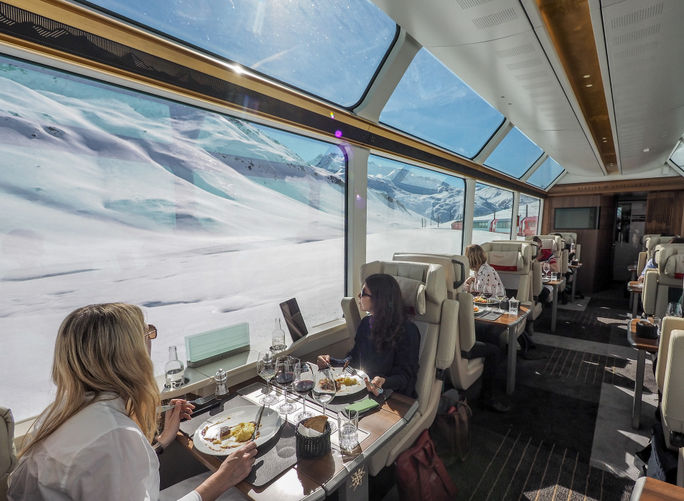 Glacier train train, panoramic, switzerland