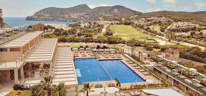 Aerial view of the Zafiro Palace Andratx in Mallorca, Spain. Zafiro Palace Andratx, hotels in Mallorca, Mallorca hotels