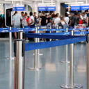 Queue for customs and immigration screening at an airport.