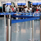 Queue for customs and immigration screening at an airport.