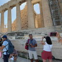 Crowds of tourists at the Acropolis in Athens, Greece