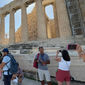 Crowds of tourists at the Acropolis in Athens, Greece