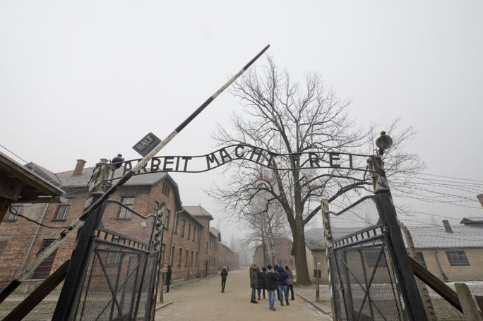 Entrance to Auschwitz in Poland