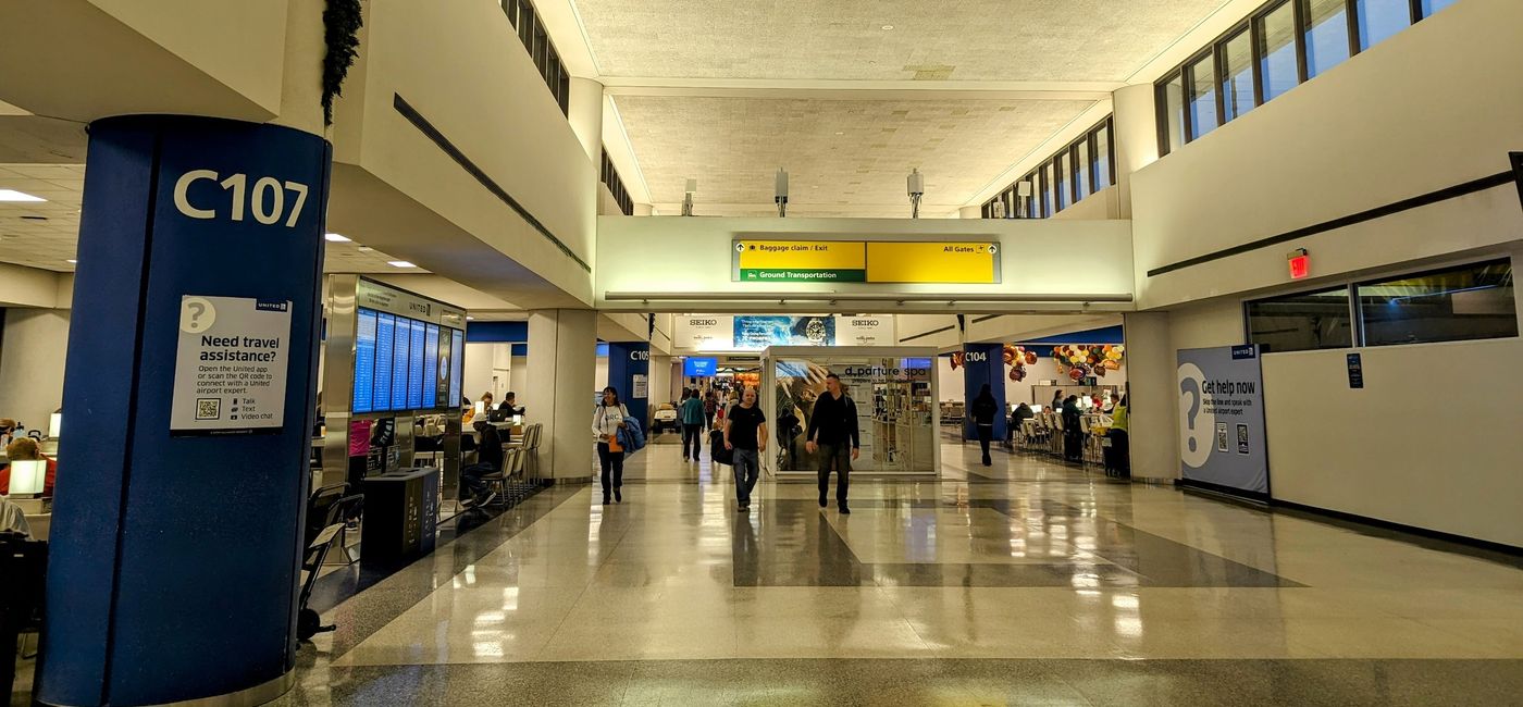 Image: Issues such as civil unrest and political concerns have some travelers rethinking trips in the US. Pictured, Newark International Airport. (Source: Claudette Covey)