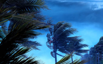 High winds from a hurricane in Caribbean.