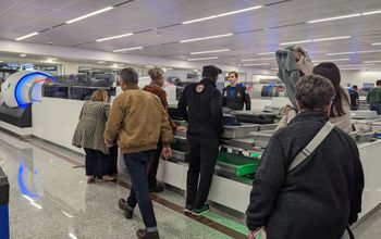 TSA security line, airport, travel