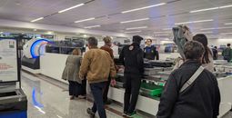TSA security line, airport, travel