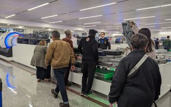 TSA security line, airport, travel