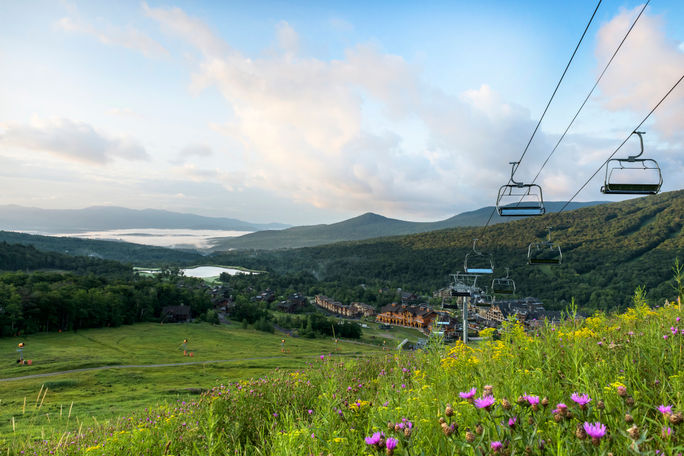 A summer landscape at Spruce Peak in Stowe, Vermont. A summer landscape at Spruce Peak in Stowe, Vermont.