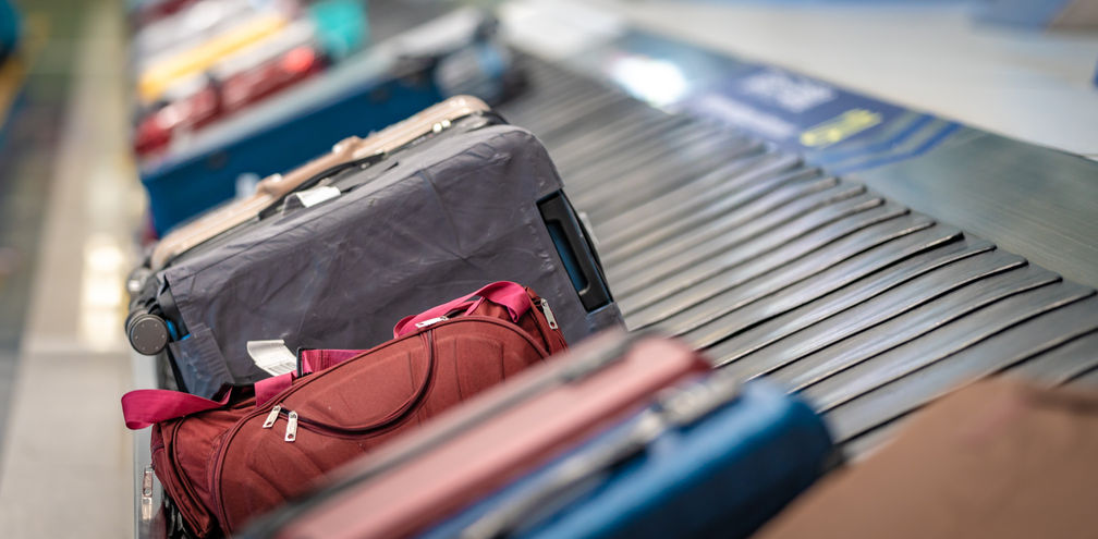 Checked luggage at baggage claim