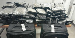 Two suitcases containing 56 kg of cannabis were seized on July 10.