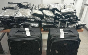 Two suitcases containing 56 kg of cannabis were seized on July 10.