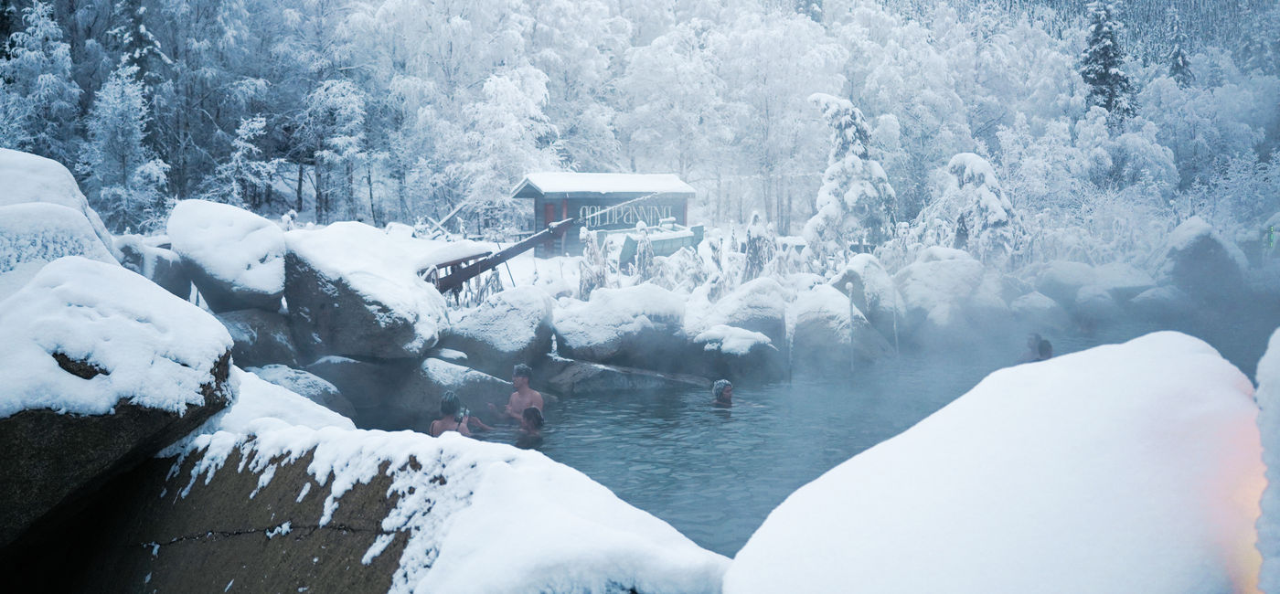 Hot Springs Resorts in Winter

Image: Alaska's Chena Hot Springs Resort invites guests to slip into mineral-rich waters beneath wide open skies—often with the aurora borealis dancing overhead. (Photo Credit: Mickee McGuire/Explore Fairbanks)
