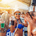 Spring Breakers partying on the beach.