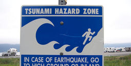 Tsunami hazard zone sign