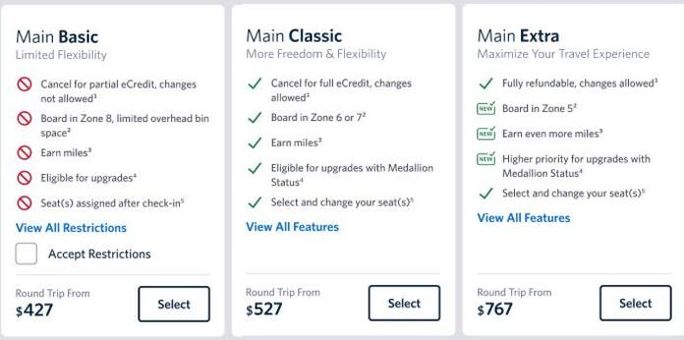 Delta's new booking layout