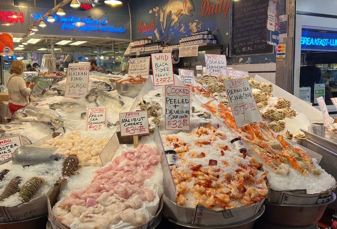 Pike Place Market, Seattle, seafood