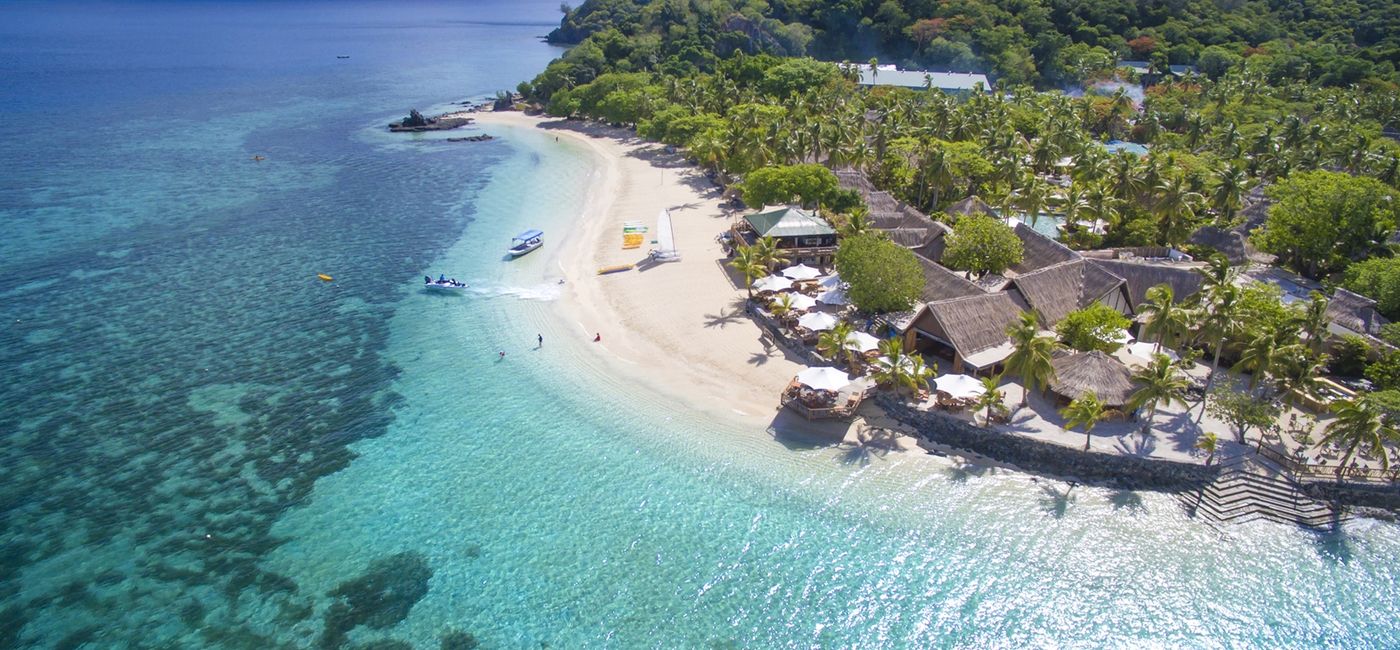 Image: Aerial view of Castaway Island, Fiji. (Photo Credit: OUTRIGGER Resorts & Hotels)